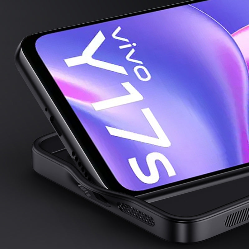 For vivo Y17s 4G Cell Phone Case Fall-proof Wood Grain PU+PC+TPU Back Cover - Black For vivo Y17s 4G Cell Phone Case Fall-proof Wood Grain PU+PC+TPU Back Cover - Black